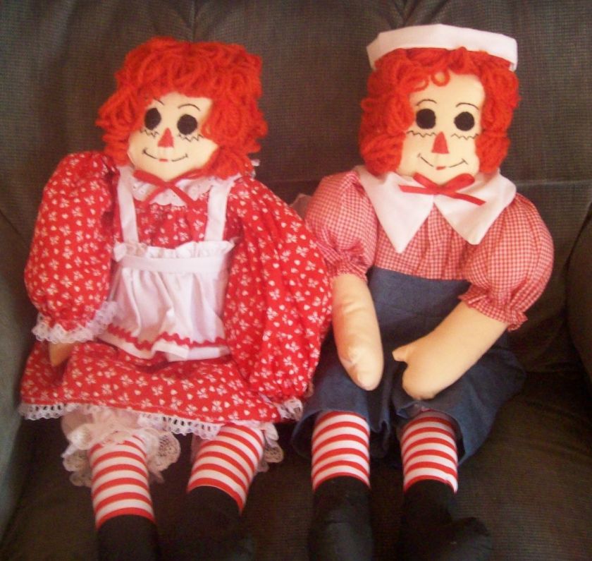 VINTAGE HANDMADE 1984 RAGGEDY ANN AND ANDY 25 DISPLAY DOLLS MINT 