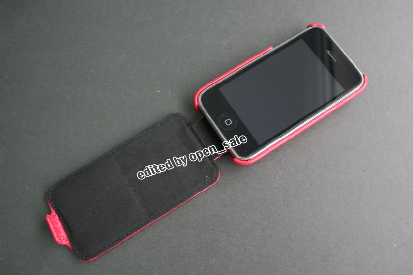 Red Flip Leather Case Cover for iPhone 3G 3GS  