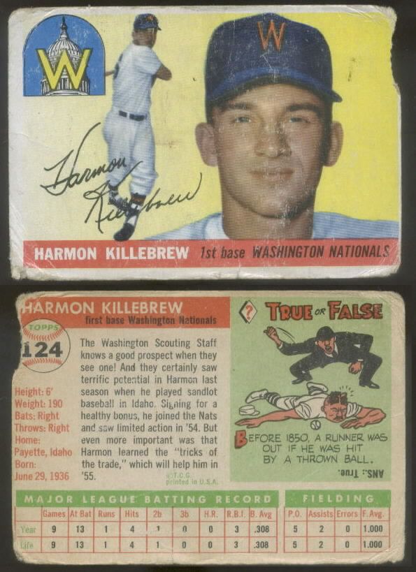 1955 Topps 124 Harmon Killebrew Twins Senators POOR  