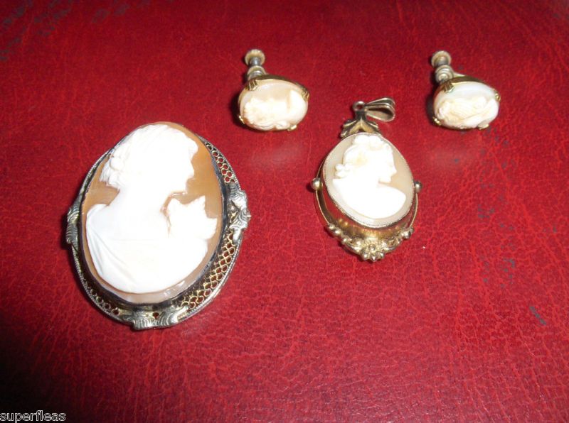 Vintage Cameos ~ Earrings ~ Pendant ~ Brooch ~ 10 kt  