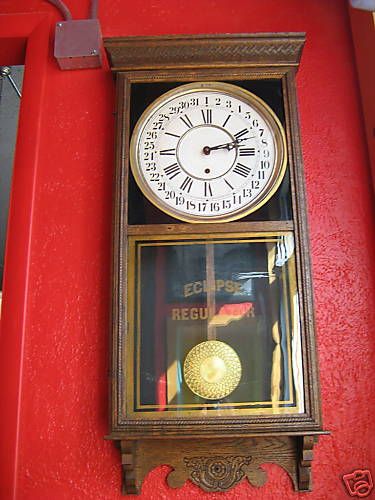 Lrg sz 40 ANTIQUE REGULATOR split DIAL CLOCK americana  