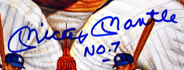 MICKEY MANTLE SIGNED NYY YANKEES LITHOGRAPH PSA/DNA  