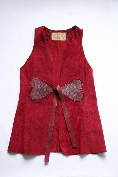 Vtg 70s SUEDE HEARTS VEST Mexico Leather Jacket S M L  