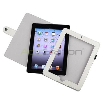 WHITE LEATHER FLIP CASE+Stylus FOR APPLE iPad 1 WIFI  