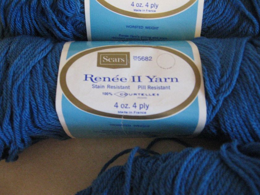 VINTAGE LOT 7 NEW 4 OZ SKEINS  RENEE II ACRYLIC YARN BLUE MADE IN 