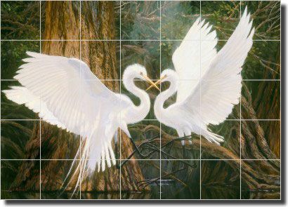 Mirkovich Birds Landscape Ceramic Tile Mural Backsplash  