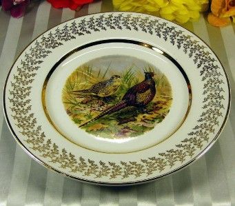 ROYAL TUDOR WARE 10 INCH PLATE   PHEASANTS/GILT  