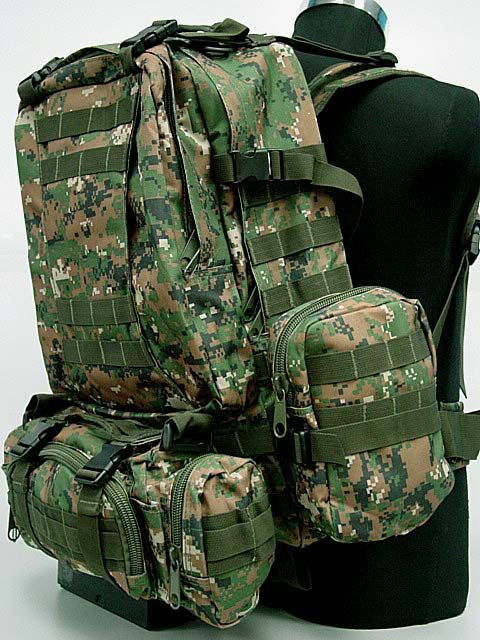SWAT Molle Assault Backpack Bag Digital Camo Woodland  