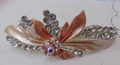 Clear SWAROVSKI CRYSTAL Floral HAIR BARRETTE CLIP 7  