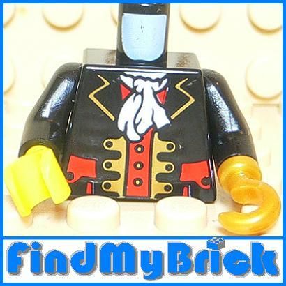 B050A Lego Pirate Captain Body Ascot Pattern & Hook NEW  