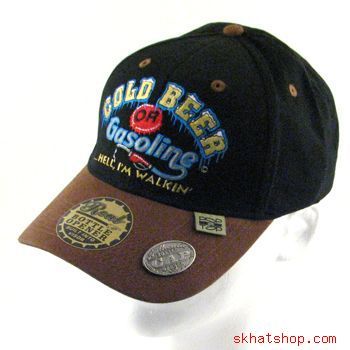 BEER OR GAS   BOTTLE CAP OPENER BLACK HUNT FISH CAP M/L  