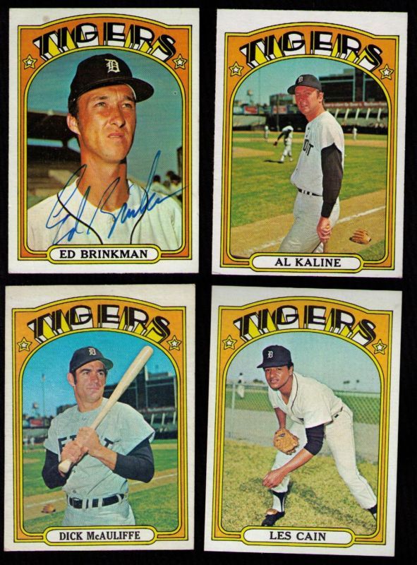 1972 Topps Detroit Tigers 24 DIF Kaline + 5 AUTOGRAPHED  