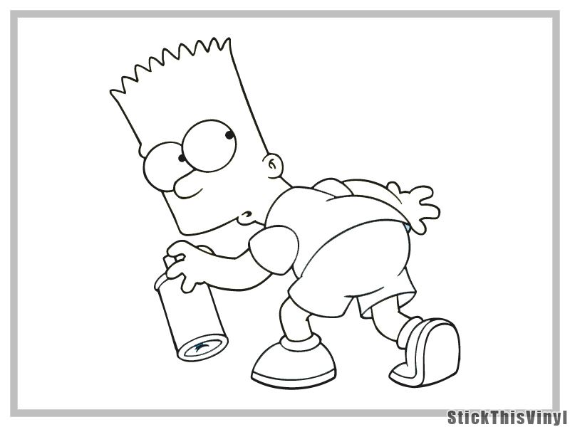 Bart Simpson Graffiti (outline) Decal Sticker (2x)  