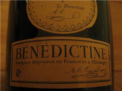 FRENCH LABELS 1940S DOM BENEDICTINE LIQUOR 4 COGNAC BOTTLE  