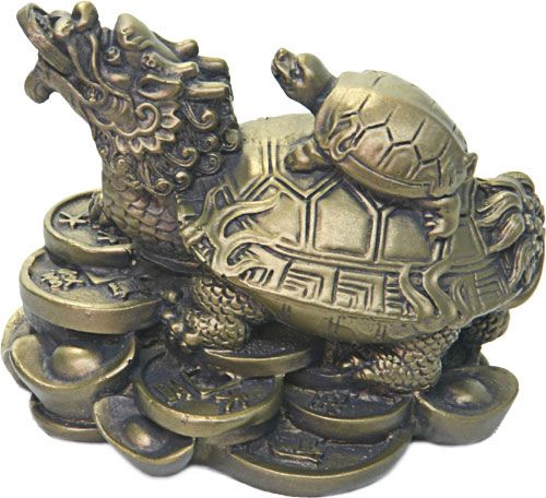 Dragon Bronze TURTLE Feng Shui Chinese Statue Figure  