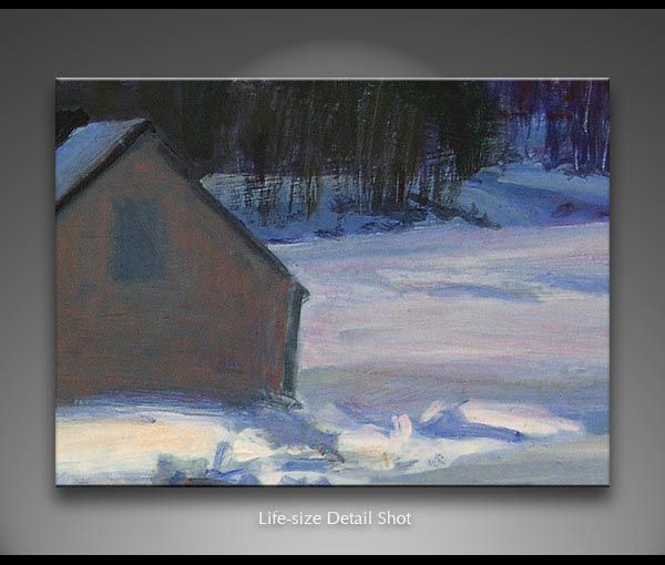 Frozen River Maine Winter Landscape Painting Bechler  