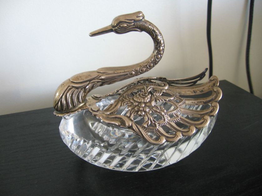 Birks Sterling & Crystal Swan Master Open Salt  