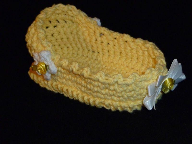 Mini OOAK Crochet Bassinet Baby Bed 6 Long Yellow  