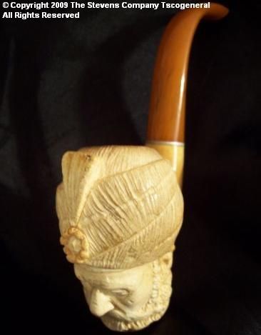 CIRCA 1930 TURKISH BEARDED MAN W/TURBAN MEERSCHAUM PIPE  