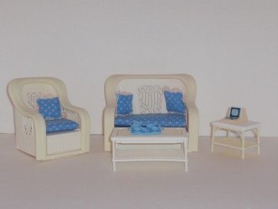   Barbie Wicker Dream Furniture Living Room Set and Accessories  