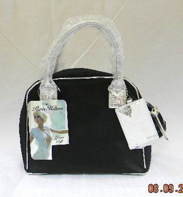 PARIS HILTON COSMETIC BAG SET NEW 2 PCS BLACK & SILVER  