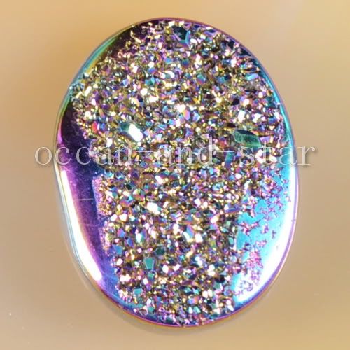 Natural Agate Titanium Druzy Cabochon CAB A77593(Free S  