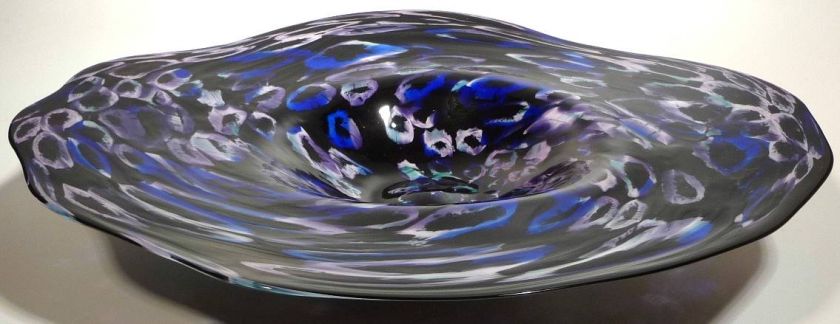 VERY LARGE ~ 25 ~ HAND BLOWN GLASS ART WALL BOWL or TABLE PLATTER 