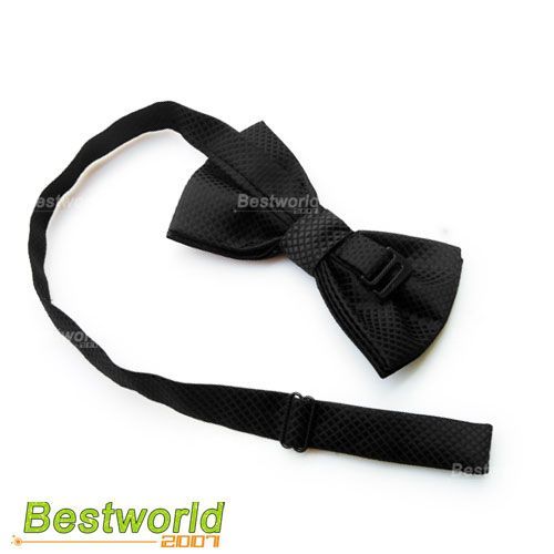 Mens Grid Bowtie Polyester Pre Tied Wedding Bow Tie  