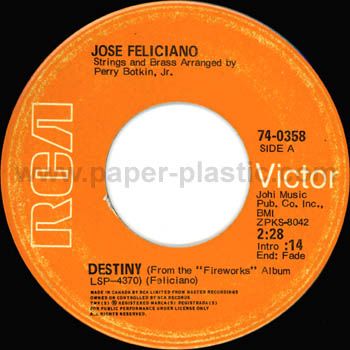 JOSE FELICIANO Destiny / Susie Q 45 Canada  