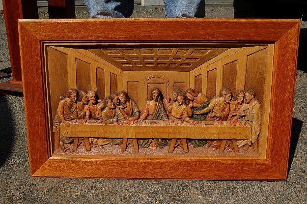 Hand Carved Last Supper in wood + + + chalice co. +  