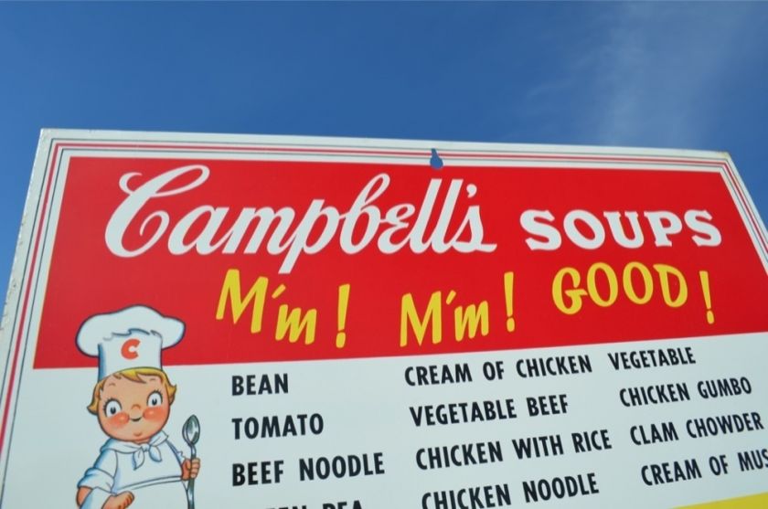 VINTAGE 50s CAMPBELLS SOUP OLD COUNTRY STORE METAL MENU SUPER RARE 