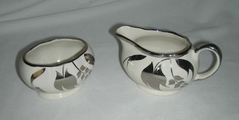 Vintage Silver Leaf Cream and Sugar from Sandland Ware  