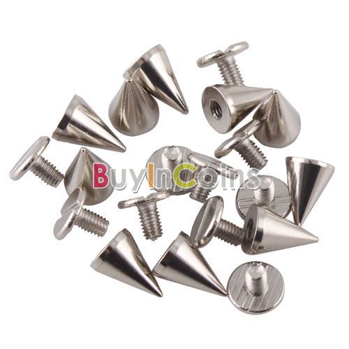 30PCS 10mm Metal Cone Screwback Spikes Stud Punk Bracelet Leather Bag 