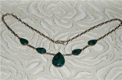 Beautiful Old Eilat Stone Necklace Silver 950  