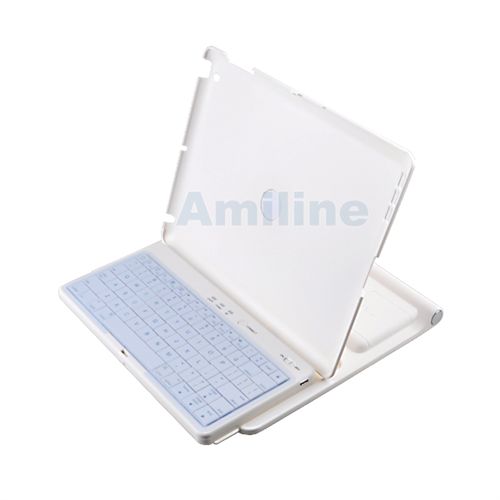 Bluetooth Keyboard + Rotating Stand Case for ipad 2 Wht  