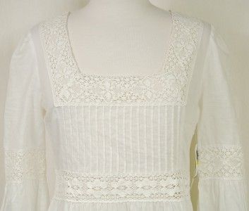 AQUA NWT Square Neck Crochet L/S Dress in WHITE   M  