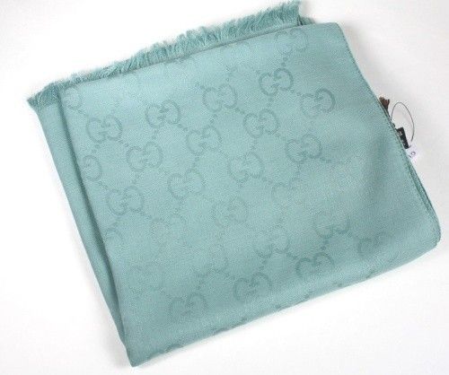 New Gucci Seafoam Green Cashmere Scarf 165904  