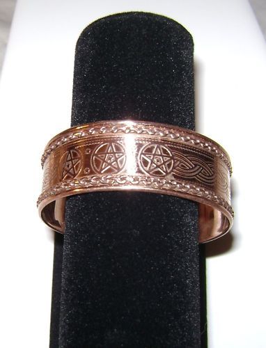 PENTACLE CUFF COPPER BRACELET ENGRAVED WICCA CELT PAGAN  