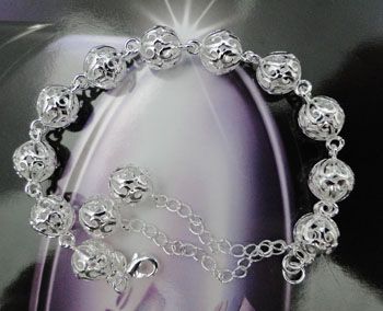 925 Sterling Silver Ball Cham Link Bracelet JB73  