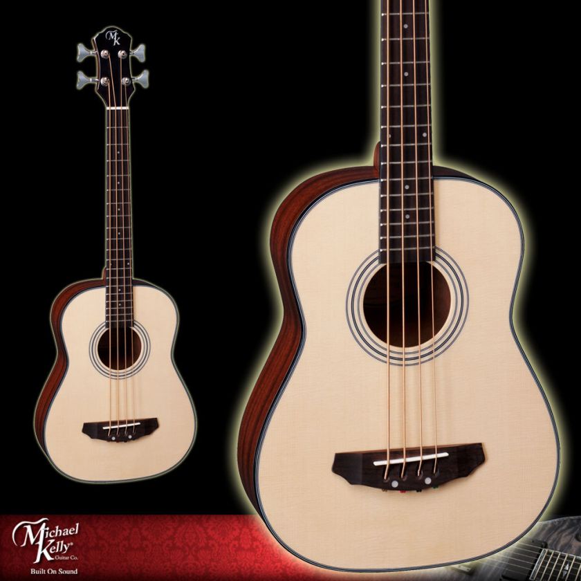 Michael Kelly Natural Sojourn 4 Travel Acoustic Bass Guitar   With Gig 