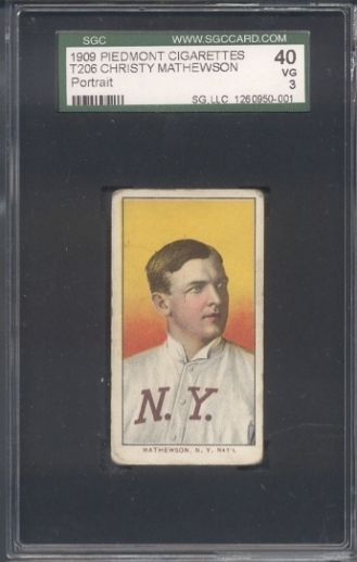 1909 T206 Christy Mathewson Portrait *PIEDMONT* SGC 40  