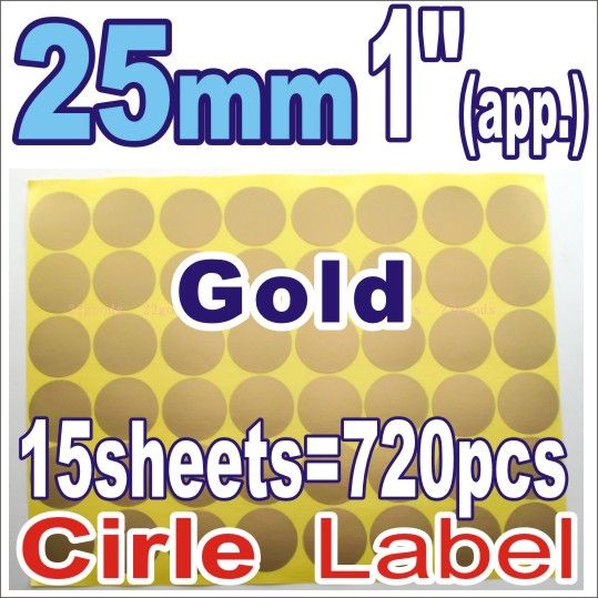 GOLD Sticker Circle Labels Round 25mm 2.5cm 1 inch  