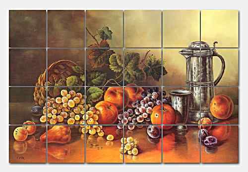 FRUIT COFFEE KITCHEN BACKSPLASH Ceramic Mural 25x17  