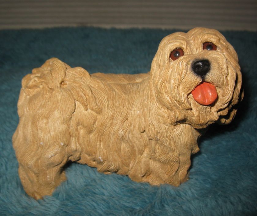 Stone Critters Bulldog & Cocker Spaniel Puppy Glass Eyes Dog Stonecast 