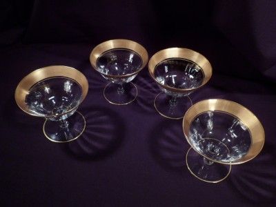 19th Century Flint Glass Sherbets, Antique, Gold Rim  