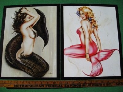 JENNIFER JANESKO PIN UPS CALENDAR ART TWO DIFFERENT MERMAIDS AT HIGH 