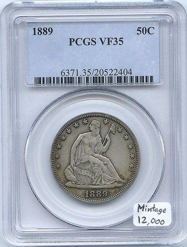 1889 Seated Half Dollar PCGS VF 35 Mintage 12,000  