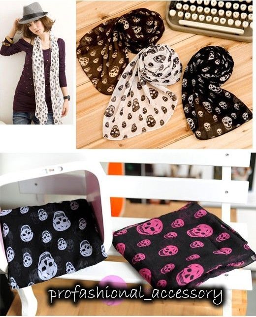 Gothic Skull Head Wrap Scarf Emo Punk Muffler for Xmas  