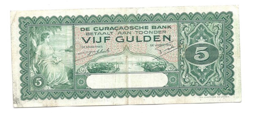 Curacao 5 Gulden 1939 VF Banknote P 22 EXTRA RARE  