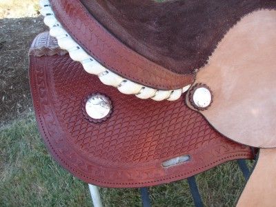 16 CHERRY BROWN BARREL Western horse SADDLE DOUBLE T  